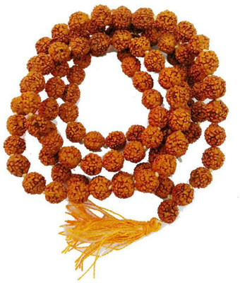 bhaune acessories SBrown Wood Natural 5 Mukhi Rudraksha mala Lab-Certified beads 7 Wood Chain