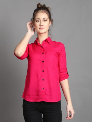 TANDUL Women Solid Formal Pink Shirt