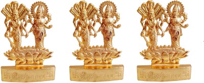 Shriram Traders God Laxmi Narayan Spiritual Religious Metal Gold Plated Statue (Standard Size) (Pack of 3) Decorative Showpiece  -  10 cm(Metal, Gold)