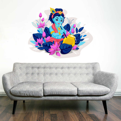 DivineDesigns 48 cm Krishna Ji Flute Wall Sticker ( Size :- 61 X 48 cm ) Self Adhesive Sticker(Pack of 1)