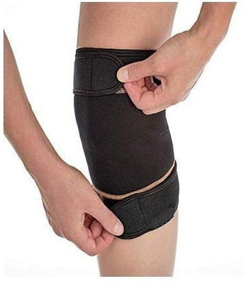 Rasikvar Knee Support Hot and Cold Pain Relief Copper Adjustable Hook & Loop Straps Belt Knee Support