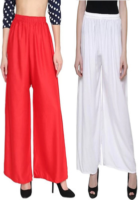 Style Access Flared Women Red, White Trousers