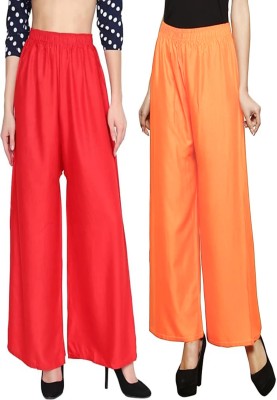 Style Access Flared Women Red, Orange Trousers