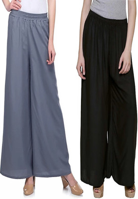 Style Access Flared Women White, Black Trousers
