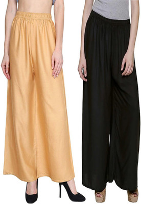 Style Access Flared Women Black, Beige Trousers