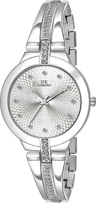 IIK Collection IIK-2058W Silver Patterned Studded Dial with Silver Bracelet Strap Analog Watch  - For Women