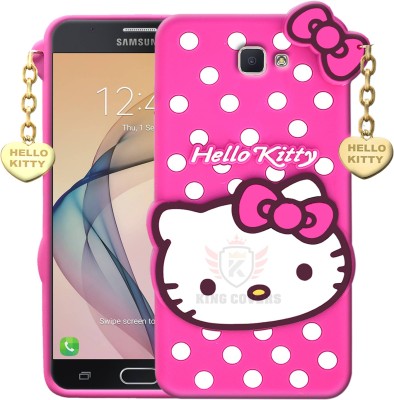 KING COVERS Back Cover for Samsung Galaxy J7 Prime - Hello Kitty Case | 3D Cute Doll | Soft Girl Back Cover with Pendant(Pink, Flexible, Pack of: 1)