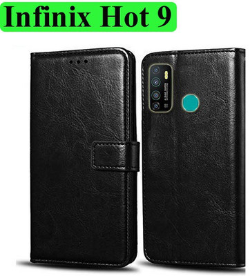 Wynhard Flip Cover for Infinix Hot 9, Infinix Hot 9 Pro(Black, Grip Case, Pack of: 1)
