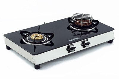 SUNSHINE Meethi Angeethi Stainless Steel, Glass Manual Gas Stove(2 Burners)