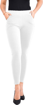 Misaina Ankle Length Ethnic Wear Legging(White, Solid)
