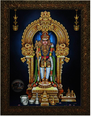 Indianara LORD PALANI MURUGAN PRASADAM SYNTHETIC (2826) Digital Reprint 13 inch x 10.2 inch Painting(With Frame)
