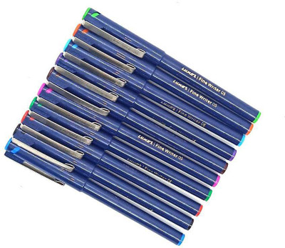 LUXOR Fine Writer 05 Fineliner Pen(Pack of 10, Ink Color - Multicolor)