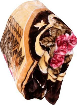 GKM Floral Double Mink Blanket for  Heavy Winter(Polyester, Multicolor)
