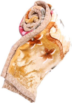GKM Floral Single Mink Blanket for  Heavy Winter(Polyester, Multicolor)