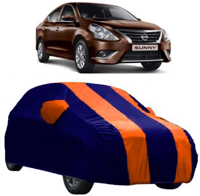 CRONEX Car Cover For Nissan Sunny (With Mirror Pockets)(Orange, Blue)