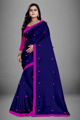 MM VENTURE Solid/Plain Handloom Pure Silk Saree(Light Blue)