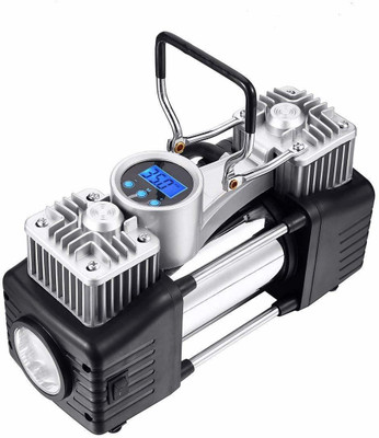 Boriva Latest DC 12V Double Cylinder Car Air Compressor with Digital Display Dial Gauge - Black & Silver Brake Vacuum Pump Brake Vacuum Pump