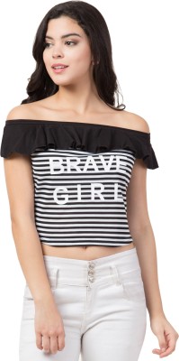 Gayatrigarment Casual Striped Women Black, Grey Top