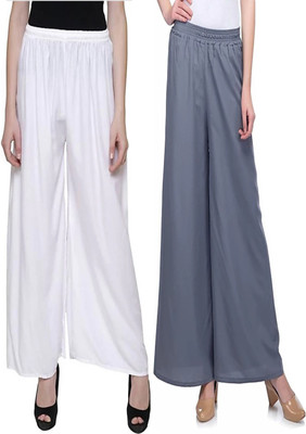 Style Access Flared Women White, Grey Trousers
