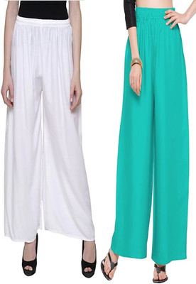 Style Access Flared Women White, Green Trousers