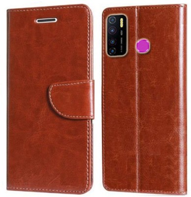 Krumholz Flip Cover for Infinix Hot 9, Infinix Hot 9 Pro(Brown, Dual Protection, Pack of: 1)