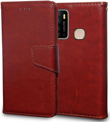 Unistuff Flip Cover for Infinix Hot 9, Infinix Hot 9 Pro(Brown, Dual Protection, Pack of: 1)