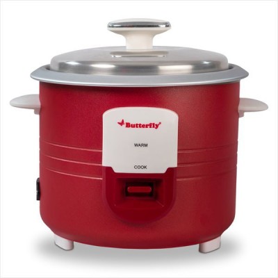 Butterfly Wave Electric Rice Cooker with Steaming Feature  (1.8 L, Red)