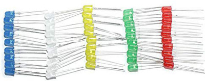 gobagee 5mm Diffused LED Pack-Basic-Ultimatum (Light Emitting Diode) White,Green,Red,Yellow,Blue Color Each 20Pcs Mix 5 Colours Total -100Pcs Light Electronic Hobby Kit