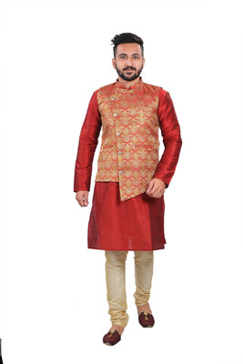 Sadree Men Kurta Pyjama Ethnic Jacket Set