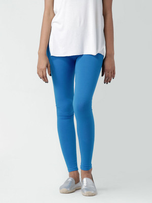 Earki India Ankle Length  Western Wear Legging(Light Blue, Solid)
