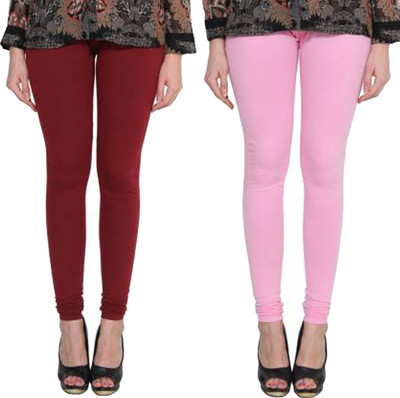 Clarita Churidar  Ethnic Wear Legging(Maroon, Pink, Solid)