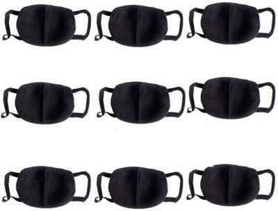 Chinmay Kids Mouth Nose Cover Unisex Anti-pollution & Dust Mask Reusable Anti Pollution Mask/Cotton Black, Set of 9 Cloth Mask(Black, Free Size, Pack of 9)