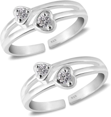 STYLEEJEWEL 92.5 Sterling Silver CZ Toe-rings (Bichhiya) for Women Silver Silver Plated Ring Set