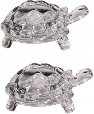 Shriram Traders Vastu Feng Shui Crystal Turtle Tortoise for Good Luck (Tortise - 5.5 cm x 8 cm x 4 cm), Feng Shui Tortoise Turtle Best Gift for Career & Luck (Pack of 2) Decorative Showpiece  -  4 cm(Crystal, Clear)