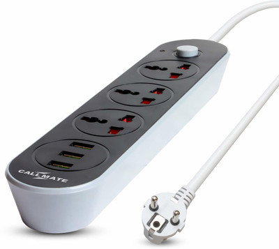 Callmate Ext - 307 3 Socket 3 USB 3  Socket Extension Boards(Black, 1.5 m, With USB Port)