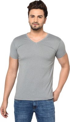 Adorbs Solid Men V Neck Grey T-Shirt