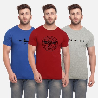 Bullmer Printed Men Round Neck Multicolor T-Shirt