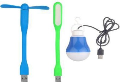 SHOPONIX Usb Light Fan Combo 5W Wire Usb Bulb USB Fan, Led Light (Multicolor) 012 Led Light, USB Fan(Multicolor)