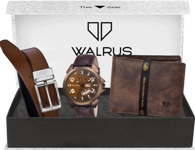 Walrus Belt, Wallet & Watch Combo(Brown)