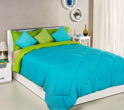 Texlux Solid Double Comforter for  AC Room(Polyester, Sky Blue Mint Green)