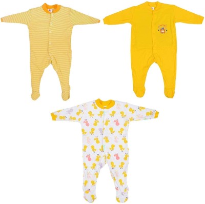 MY BABY TOWN Baby Boys & Baby Girls Yellow Sleepsuit