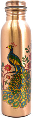 Flipkart SmartBuy Seamless Peacock printed pure copper bottle for office ,school,gym,home 1000 ml Bottle  (Pack of 1, Multicolor, Copper)