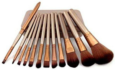 LARA KOSSLER Makeup Brushes with Metallic Storage Box - Set of 12(Pack of 12)