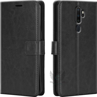 KING COVERS Flip Cover for Oppo A9 2020| Inside TPU with Card Pockets | Wallet Stand | Magnetic Closure(Black, Hard Case, Pack of: 1)