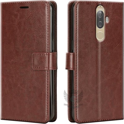 KING COVERS Flip Cover for Lenovo K8 PLUS| Inside TPU with Card Pockets | Wallet Stand | Magnetic Closure(Brown, Hard Case, Pack of: 1)