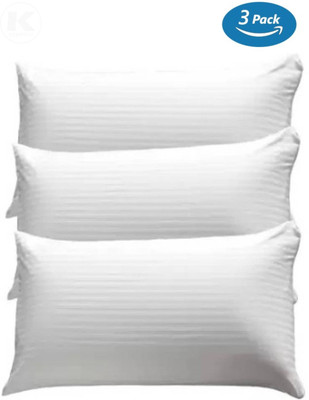 ROYALREOX Polyester Fibre Stripes Sleeping Pillow Pack of 3(White)