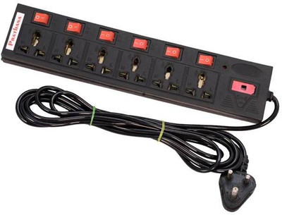 GLUCKLICH AMOR BENISON EXTENSION BOARD 6+6 6  Socket Extension Boards(Black, 3.5 m, With USB Port)
