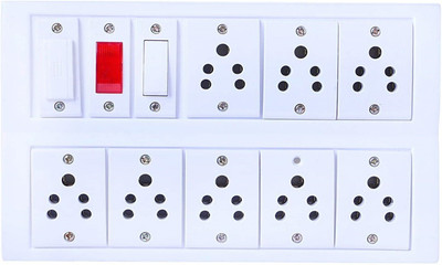 Tinax Heavy Duty PVC Extension Board (1 Switches & 8 Sockets,1 Indicator & 1 Fuse) Only Board 8  Socket Extension Boards(White, 0 m)