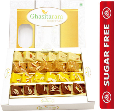Ghasitaram Gifts SugarfreeAssorted Mawa Barfis Box(400 g)