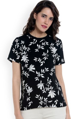 Vero Moda Casual Short Sleeve Printed Women Black Top - XL